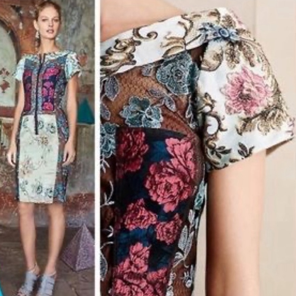 Beguile by Byron Lars for Anthropologie exquisite pieced brocade dress